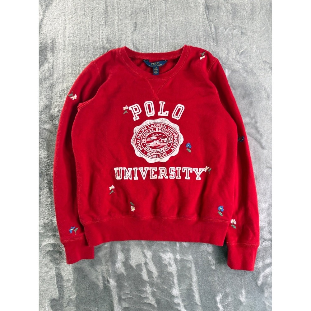 POLO RALPH LAUREN L/G (12-14) POLO UNIVERSITY Red Sweatshirt Girls
